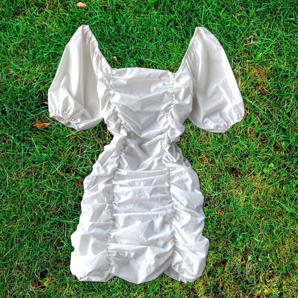 Urban Outfitters Ruched Puff Sleeve Mini Dress